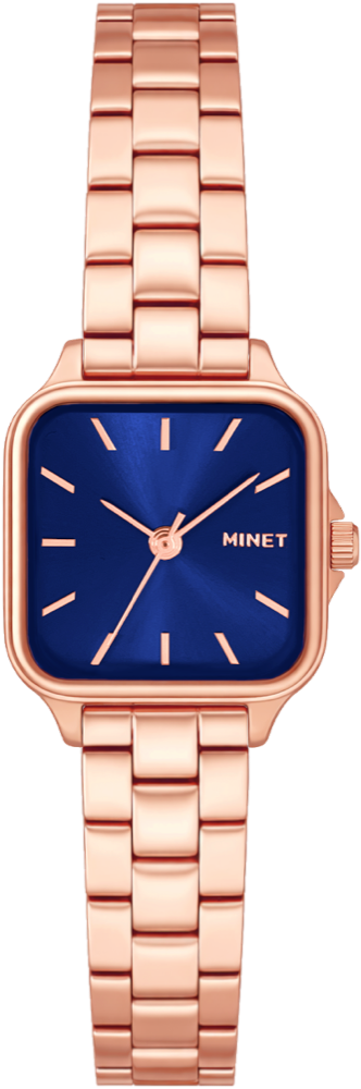 MINET Rose gold-modré dámské hodinky GRACE s ocelovým řemínkem