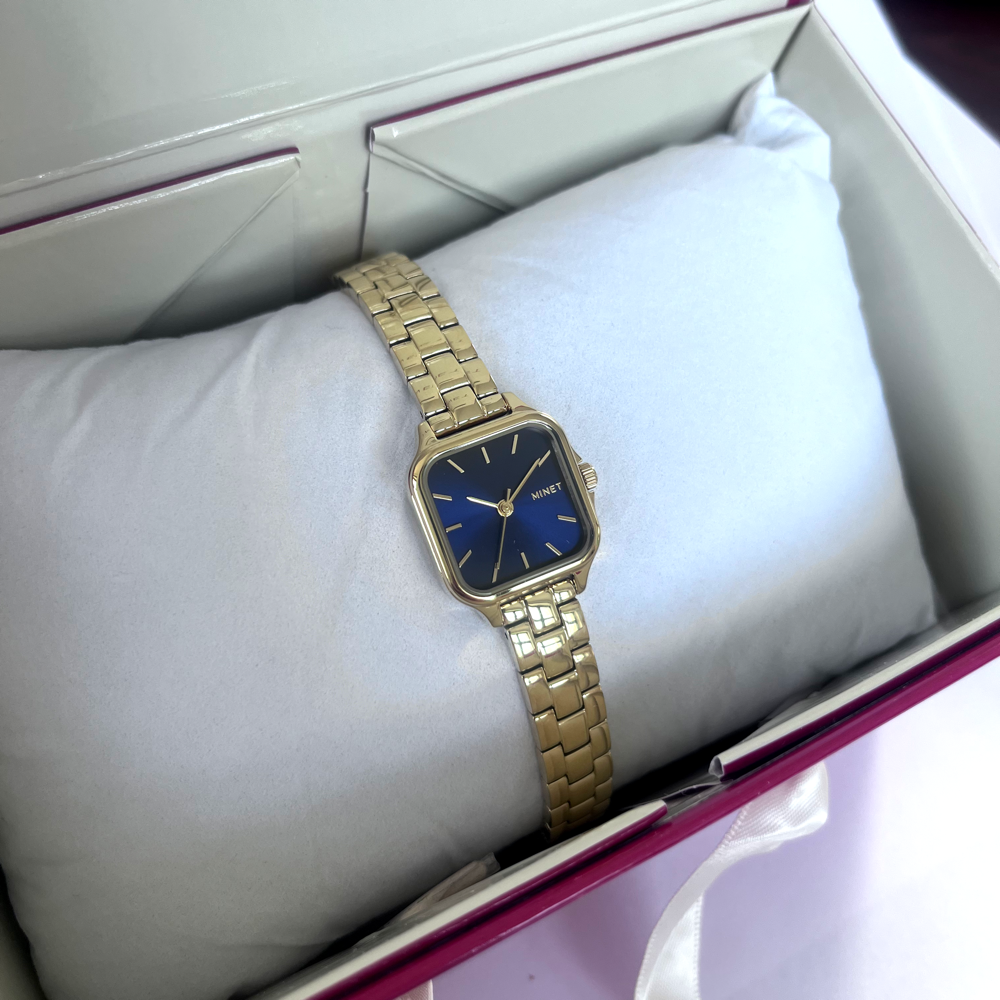 MINET Zlato-modré dámské hodinky GRACE s ocelovým řemínkem
