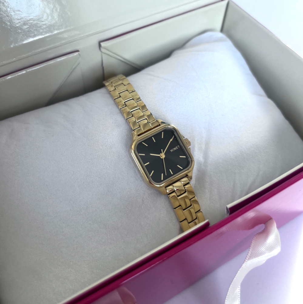 MINET Zlato-černé dámské hodinky GRACE s ocelovým řemínkem