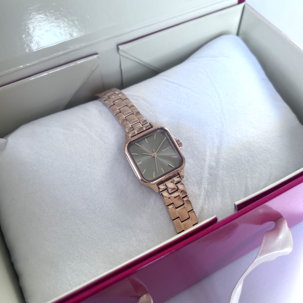 MINET Rose gold-béžové dámské hodinky GRACE s ocelovým řemínkem