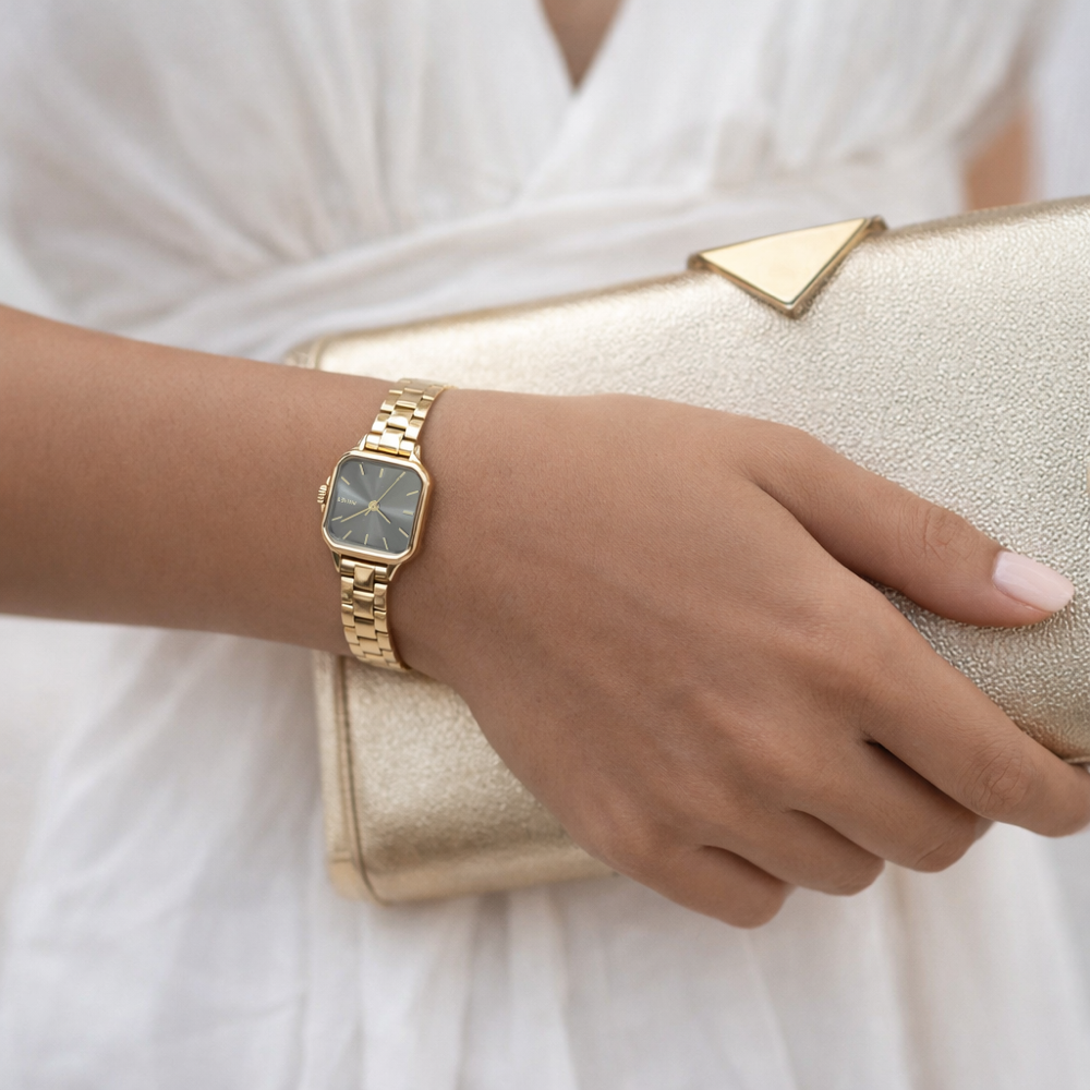 MINET Zlato-béžové dámské hodinky GRACE s ocelovým řemínkem