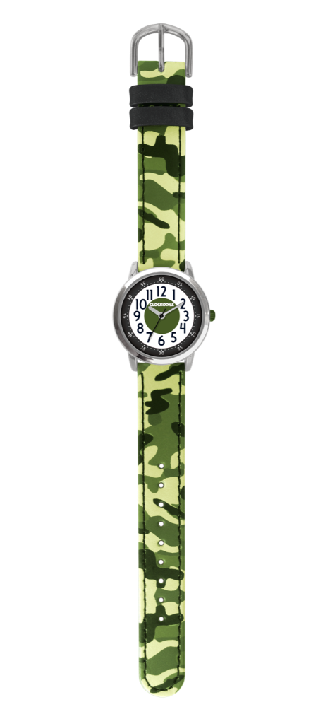 CLOCKODILE Svítící zelené chlapecké dětské hodinky ARMY s maskáčovým vzorem