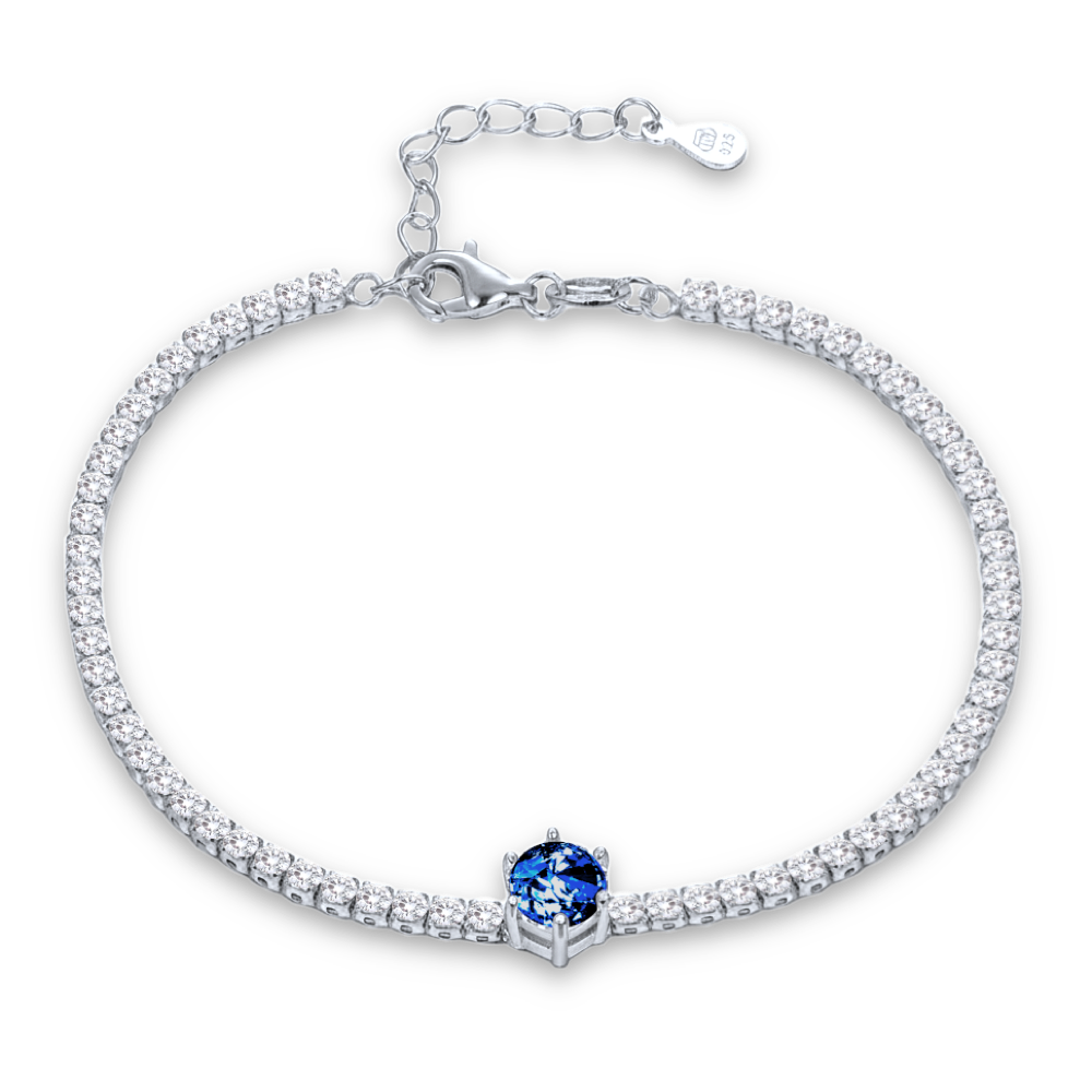 MINET Elegantní stříbrný náramek s tmavě modrým a bílým zirkonem