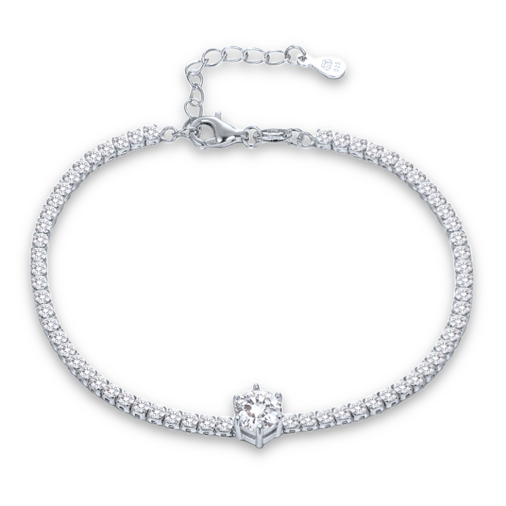 MINET Elegantní stříbrný náramek s bílým zirkonem