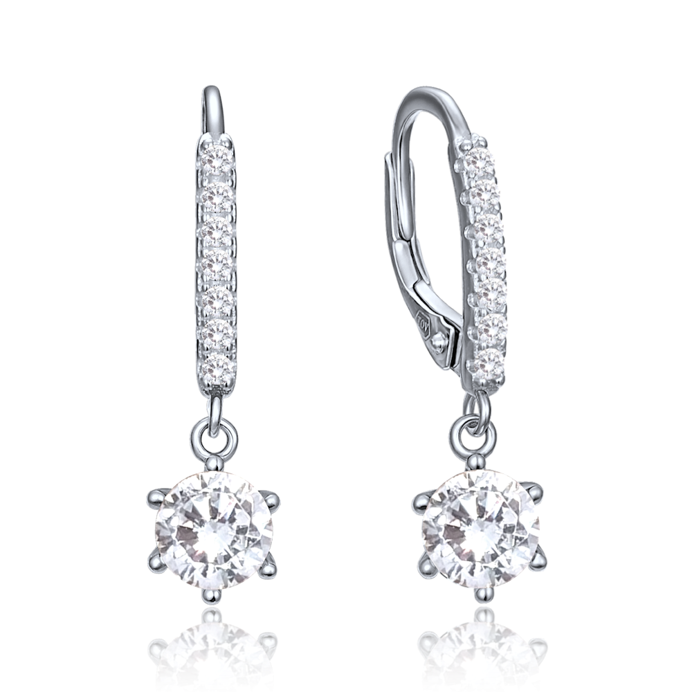 MINET Elegantní stříbrné náušnice s bílými zirkony