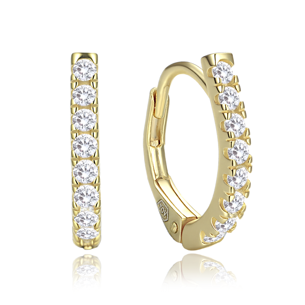 MINET Elegantní pozlacené stříbrné náušnice s bílými zirkony