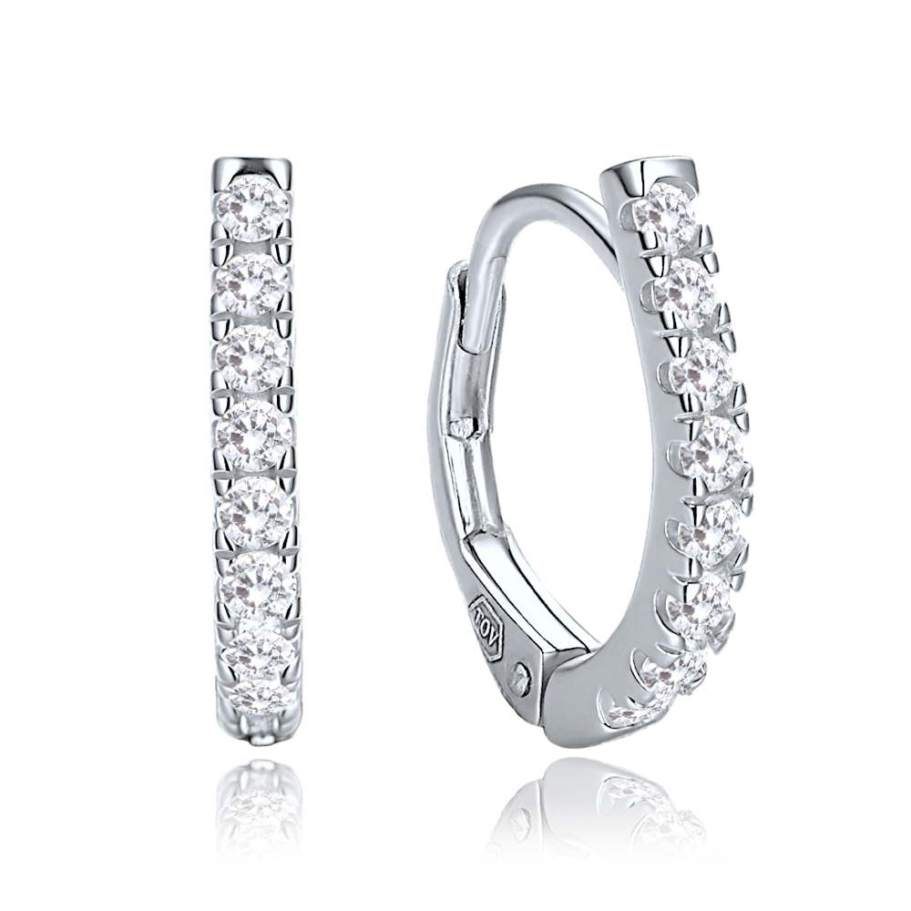 MINET Elegantní stříbrné náušnice s bílými zirkony