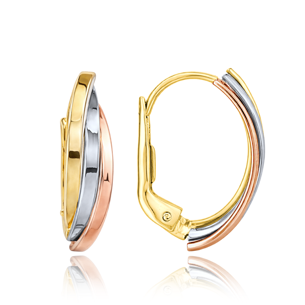 MINET Luxusní zlaté trojbarevné náušnice Au 585/1000 1,65g