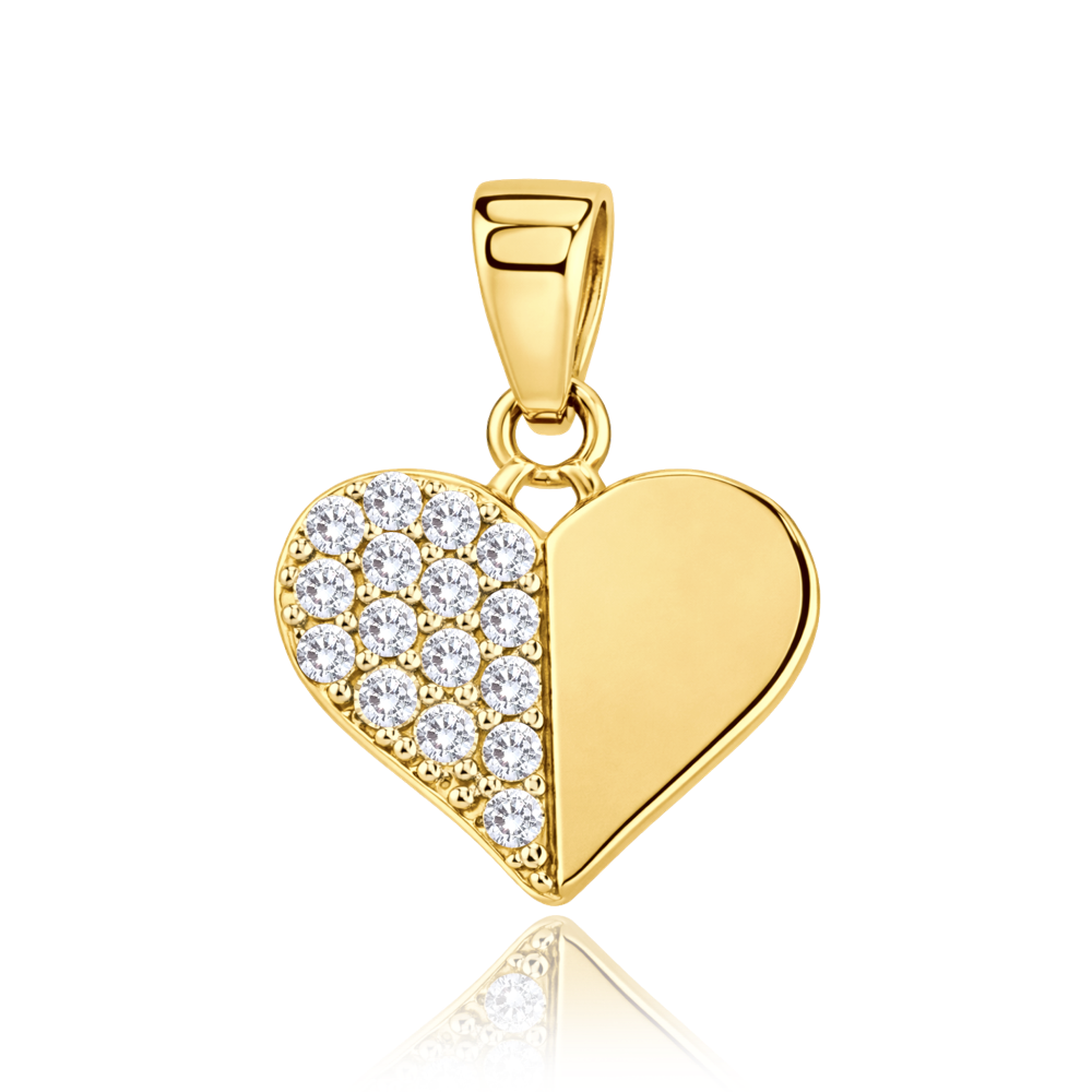 MINET Decentní zlatý přívěs srdce se zirkony Au 585/1000 0,90g