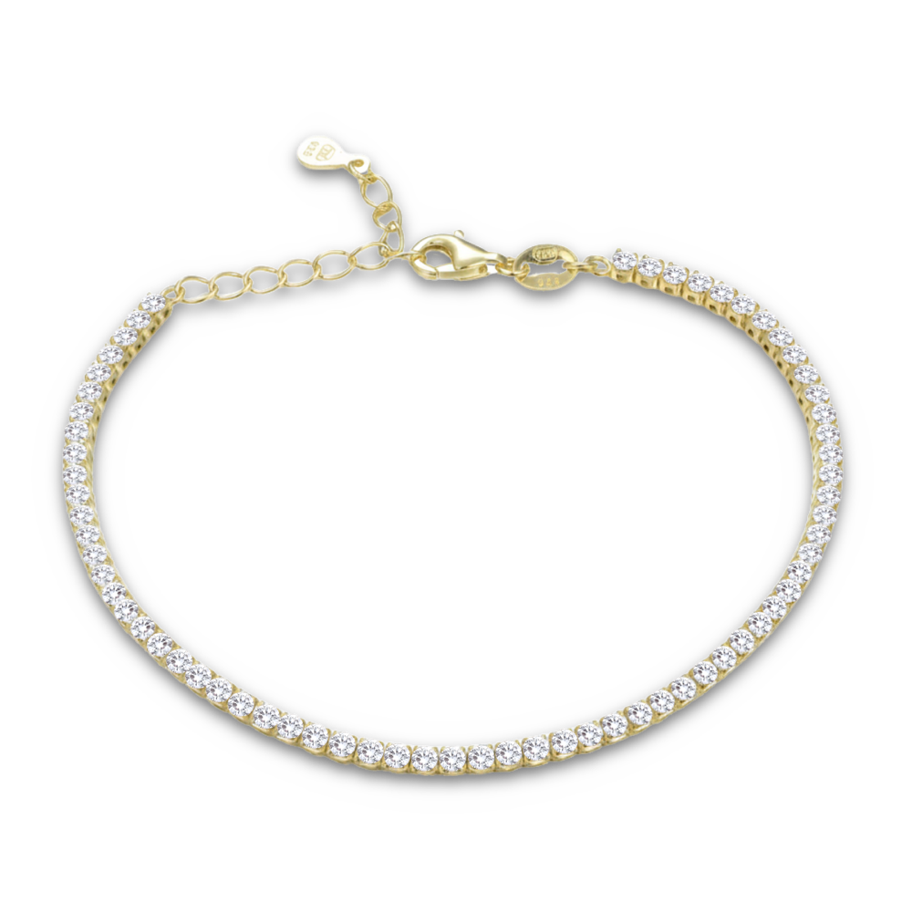 MINET Pozlacený tenisový náramek s bílými zirkony