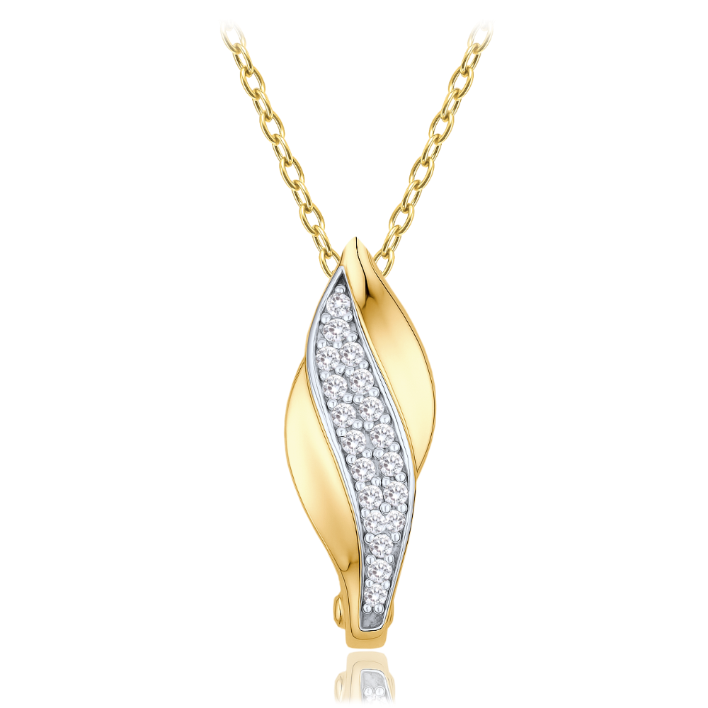 MINET Elegantní zlatý náhrdelník s bílými zirkony Au 585/1000 1,90g