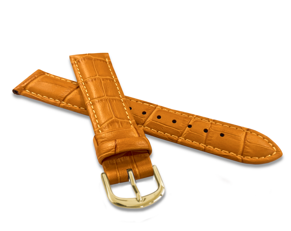 Oranžový prošitý řemínek CROCO se zlatou sponou - 20