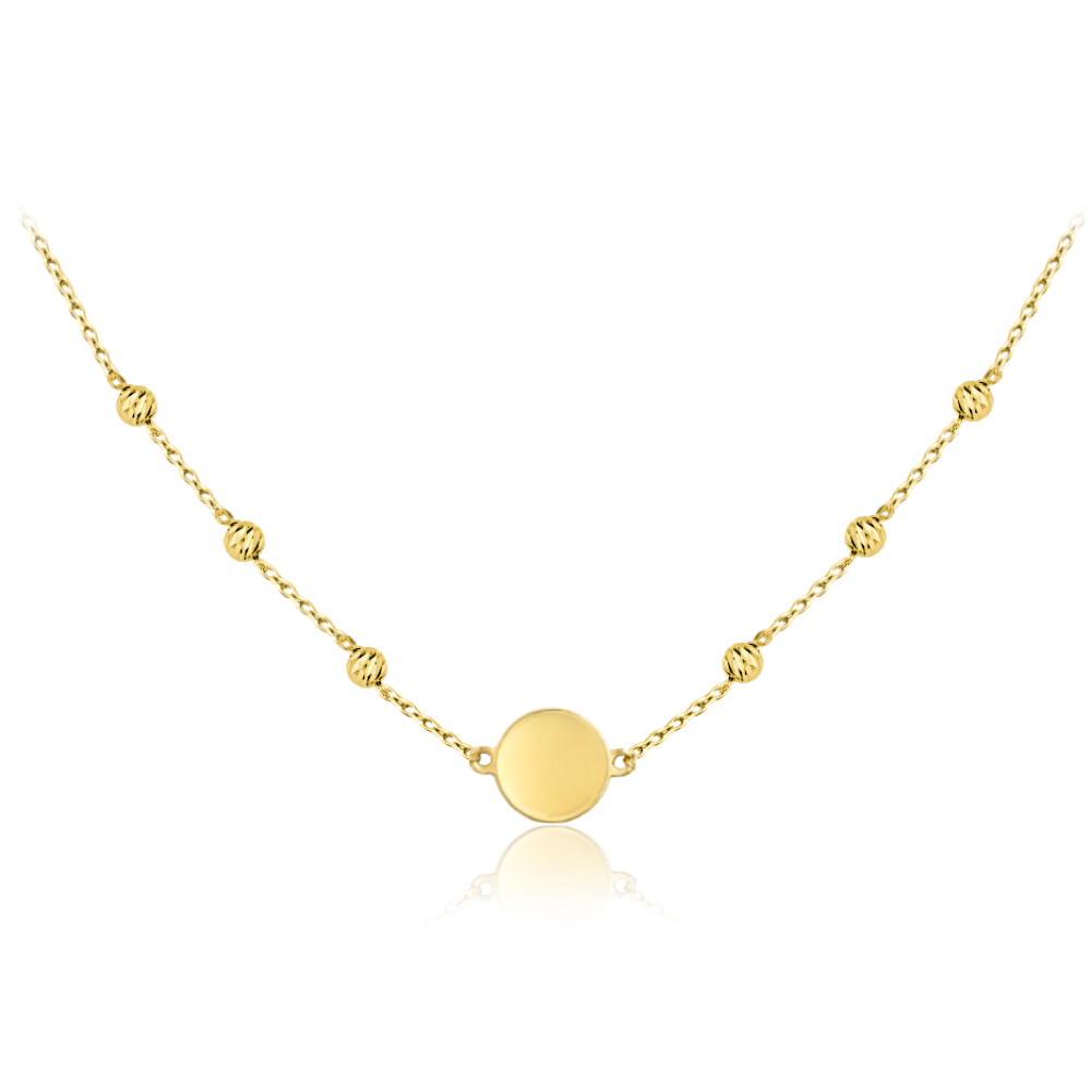 MINET Decentní zlatý náhrdelník kolečko ke gravírování Au 585/1000 2,20g JMG0357WGN45