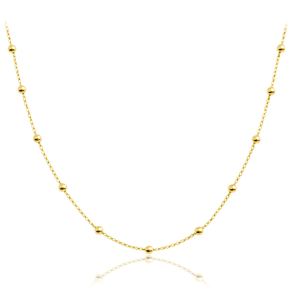MINET Decentní zlatý náhrdelník s kuličkami Au 585/1000 1,80g JMG0360WGN50