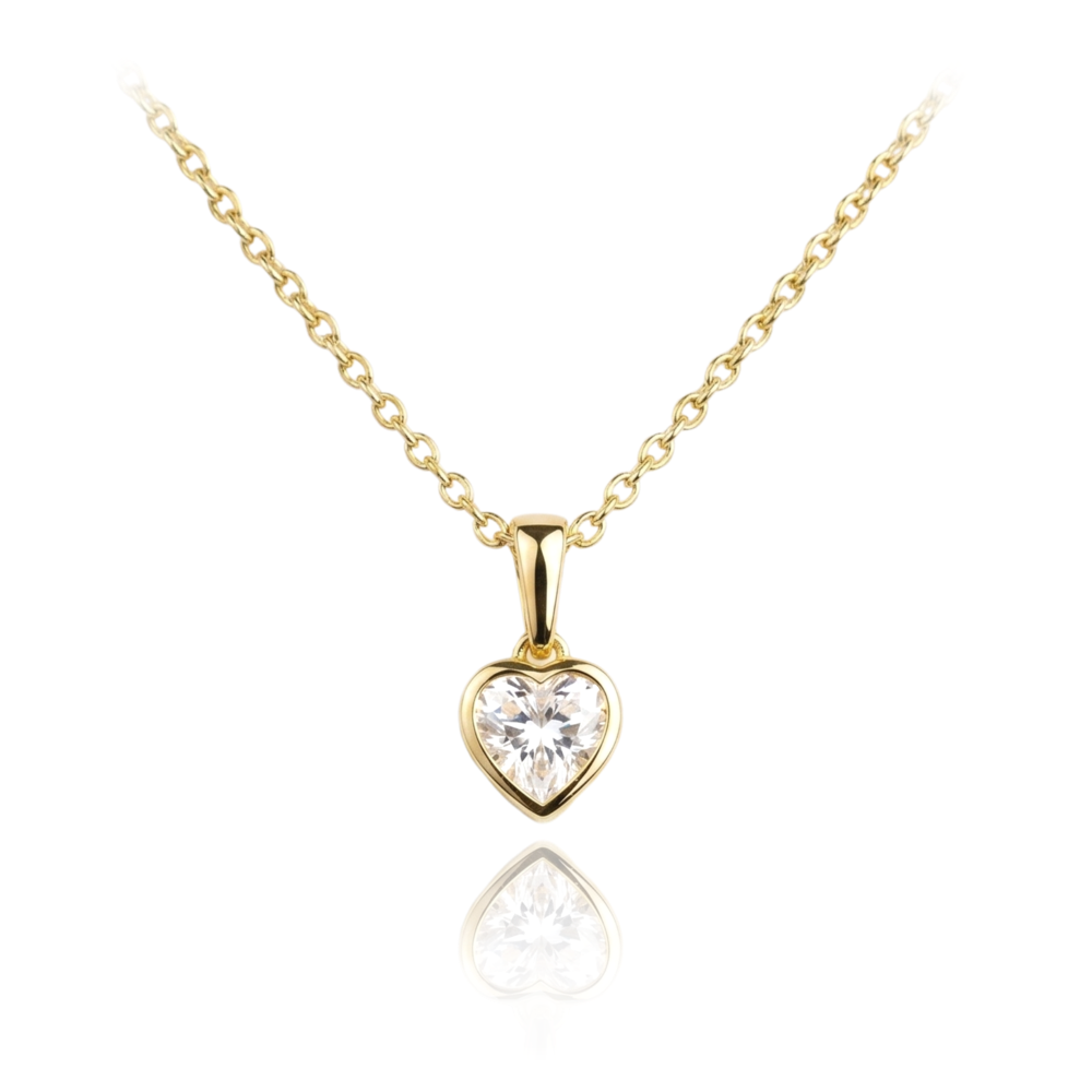 MINET Zlatý náhrdelník srdíčko s bílým zirkonem Au 585/1000 2,10g JMG0373WGN48