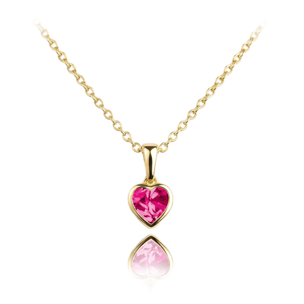 MINET Zlatý náhrdelník srdíčko s růžovým zirkonem Au 585/1000 2,05g