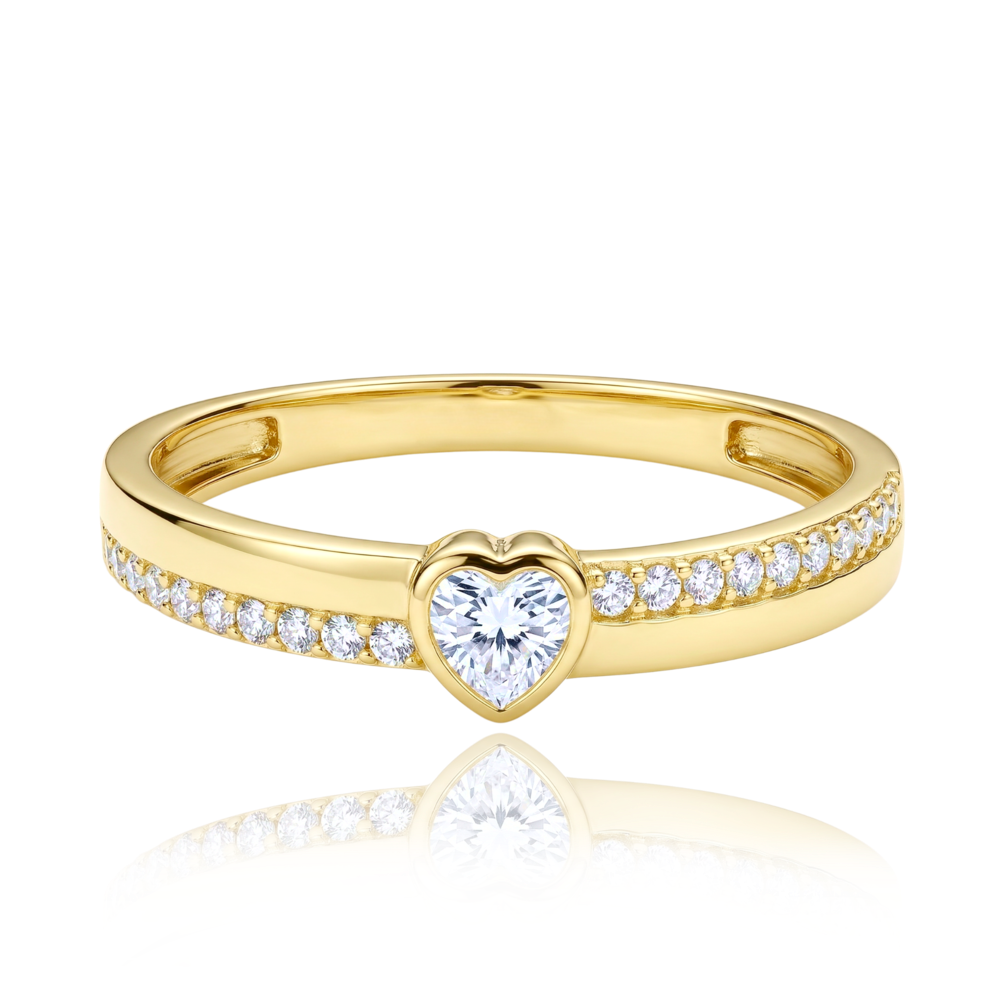 MINET Zlatý prsten srdíčko s bílými zirkony Au 585/1000 vel. 58 - 1,35g JMG0373WGR58