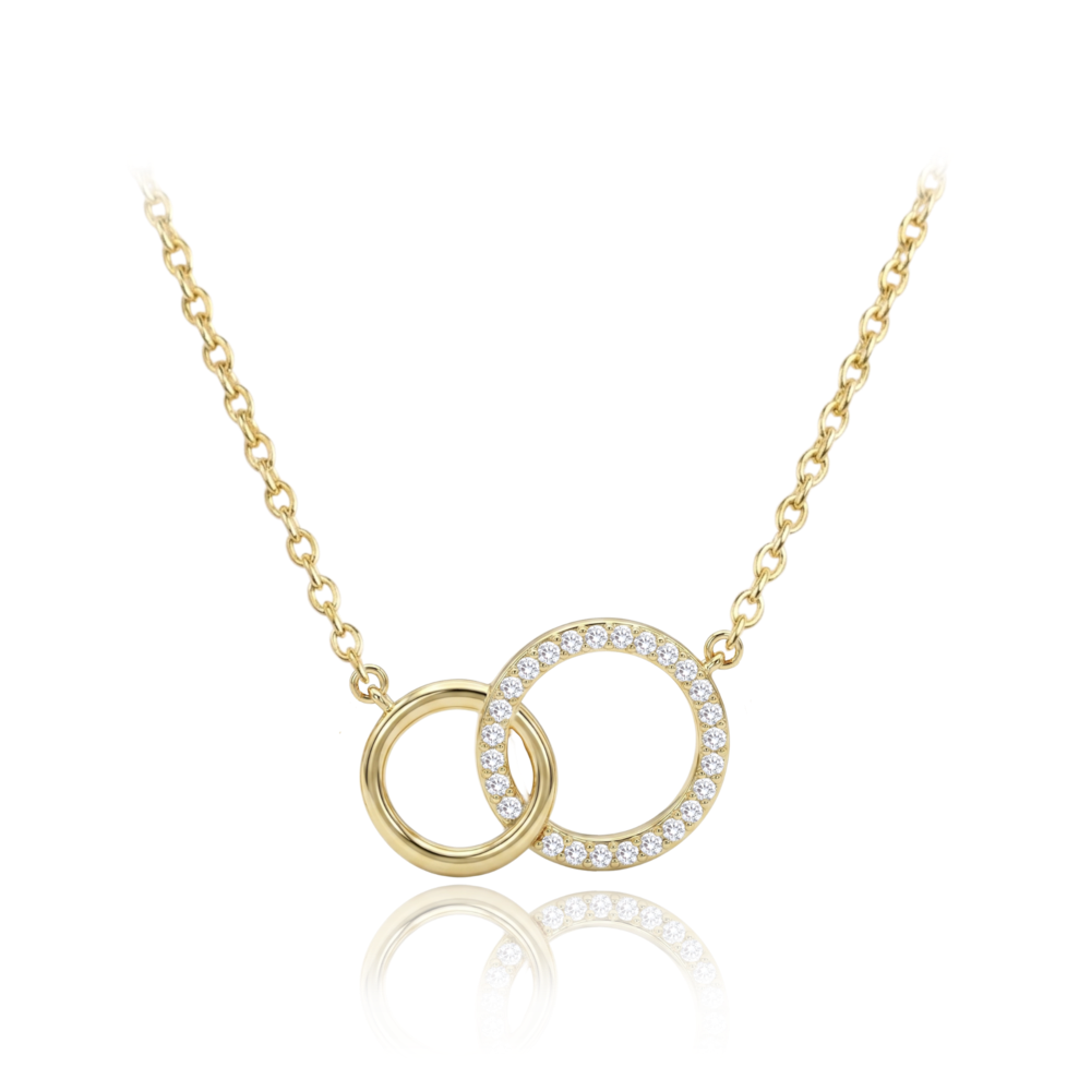 MINET Zlatý náhrdelník kroužek s bílými zirkony Au 585/1000 2,35g