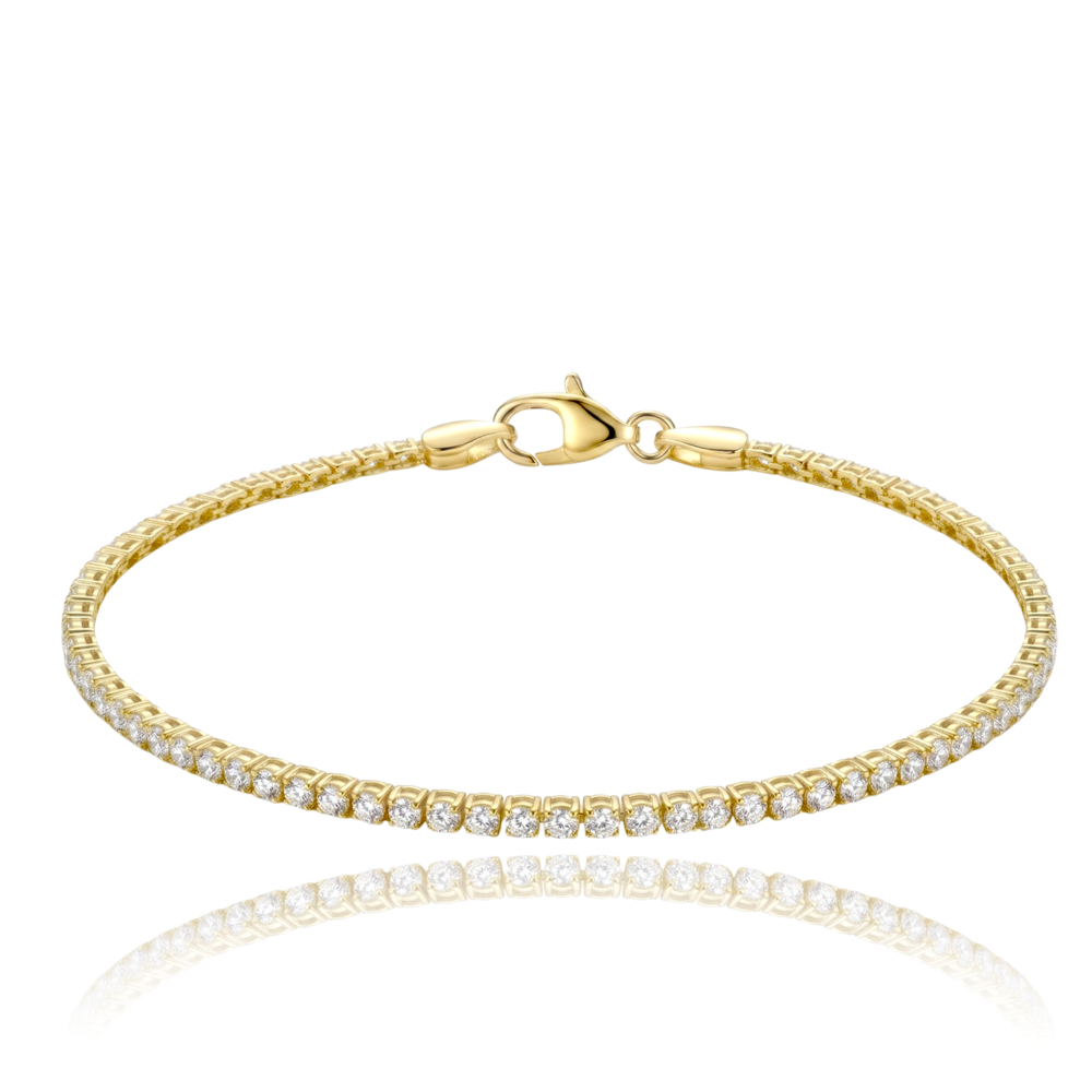 MINET Elegantní zlatý tenisový náramek s bílými zirkony Au 585/1000 2,25g JMG0375WGB17