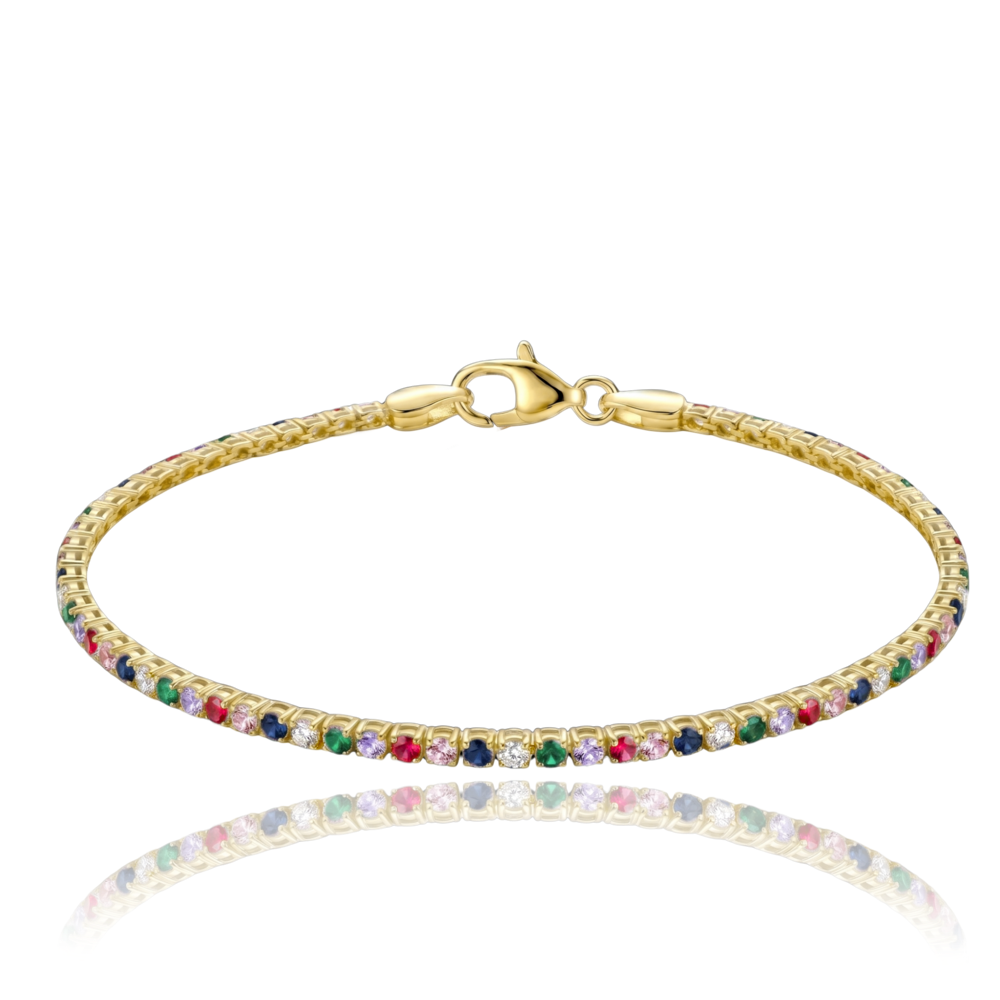 MINET Elegantní zlatý tenisový náramek s různobarevnými zirkony Au 585/1000 1,90g JMG0375MGB17