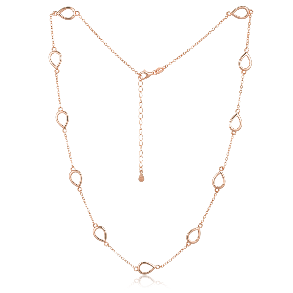MINET Pozlacený rosegold stříbrný náhrdelník s kapkou