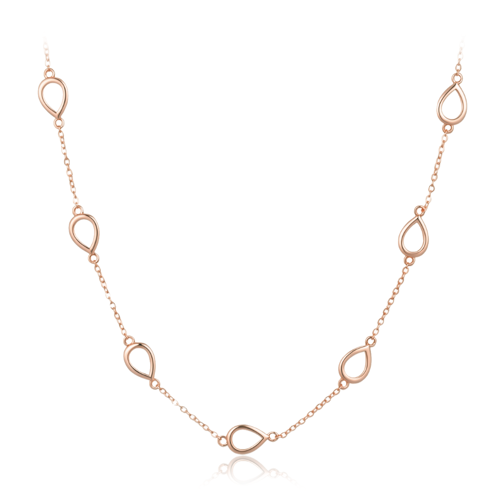 MINET Pozlacený rosegold stříbrný náhrdelník s kapkou