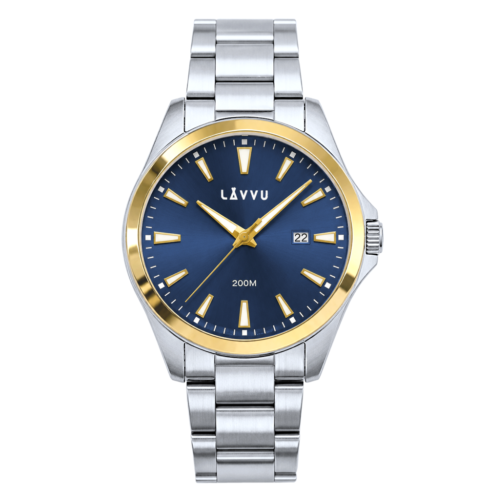 LAVVU 20 ATM Pánské hodinky ISBRYDER Gold-blue LWM0333