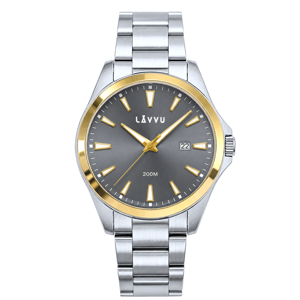 LAVVU 20 ATM Pánské hodinky ISBRYDER Gold-grey LWM0335