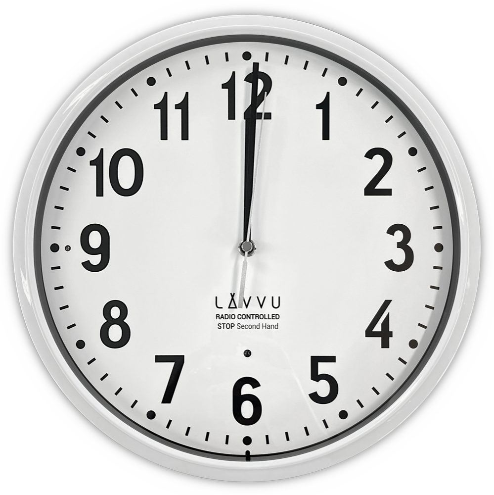 LAVVU Bílé hodiny Accurate White řízené rádiovým signálem ⌀30cm