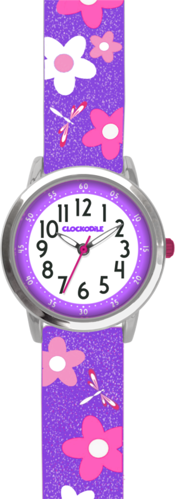 CLOCKODILE Květované fialové dívčí dětské hodinky FLOWERS se třpytkami |  Chronos hodiny-klenoty s.r.o.