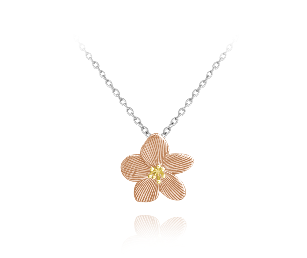 Rose gold rozkvetlý stříbrný náhrdelník MINET FLOWERS