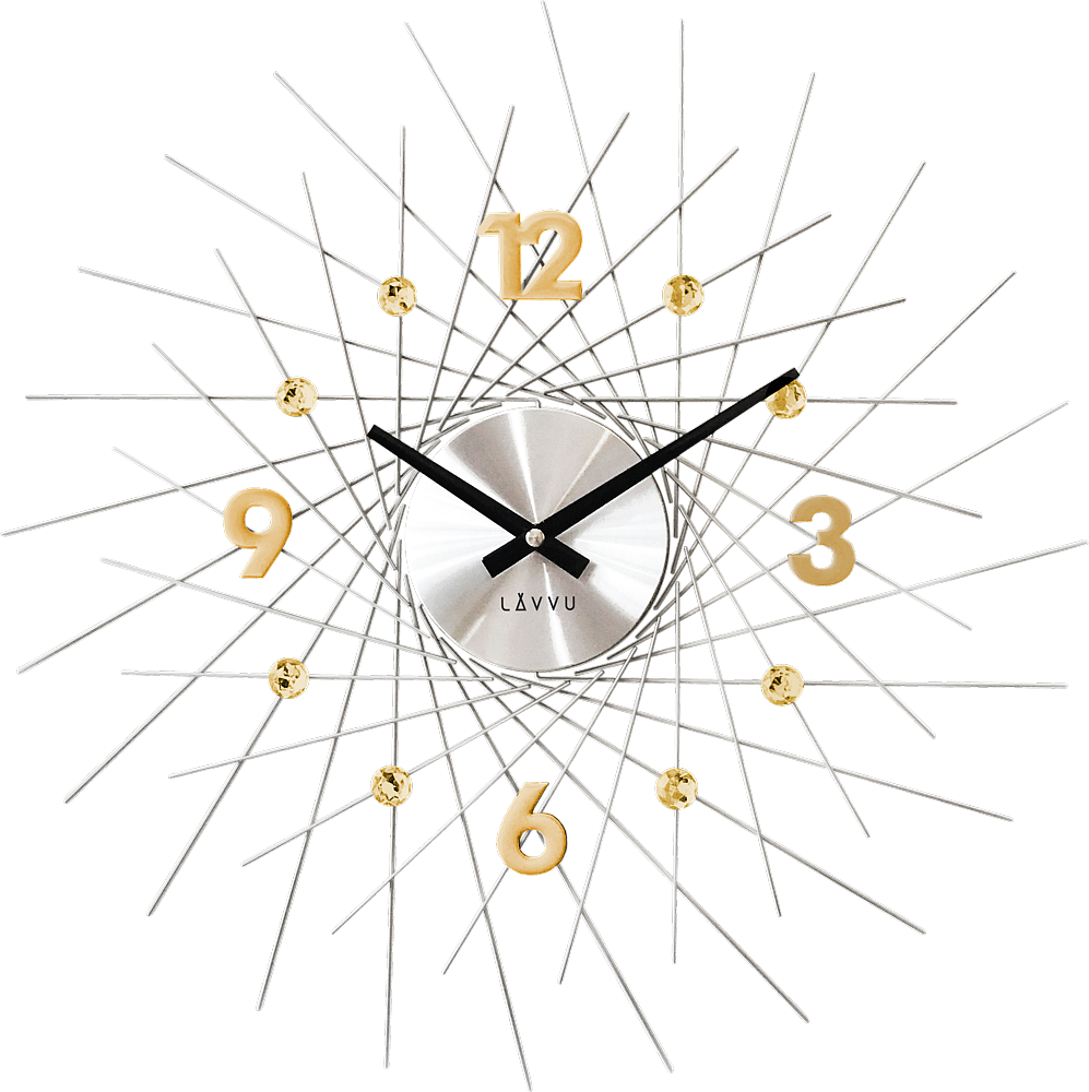 Stříbrné hodiny se zlatými detaily LAVVU CRYSTAL Lines