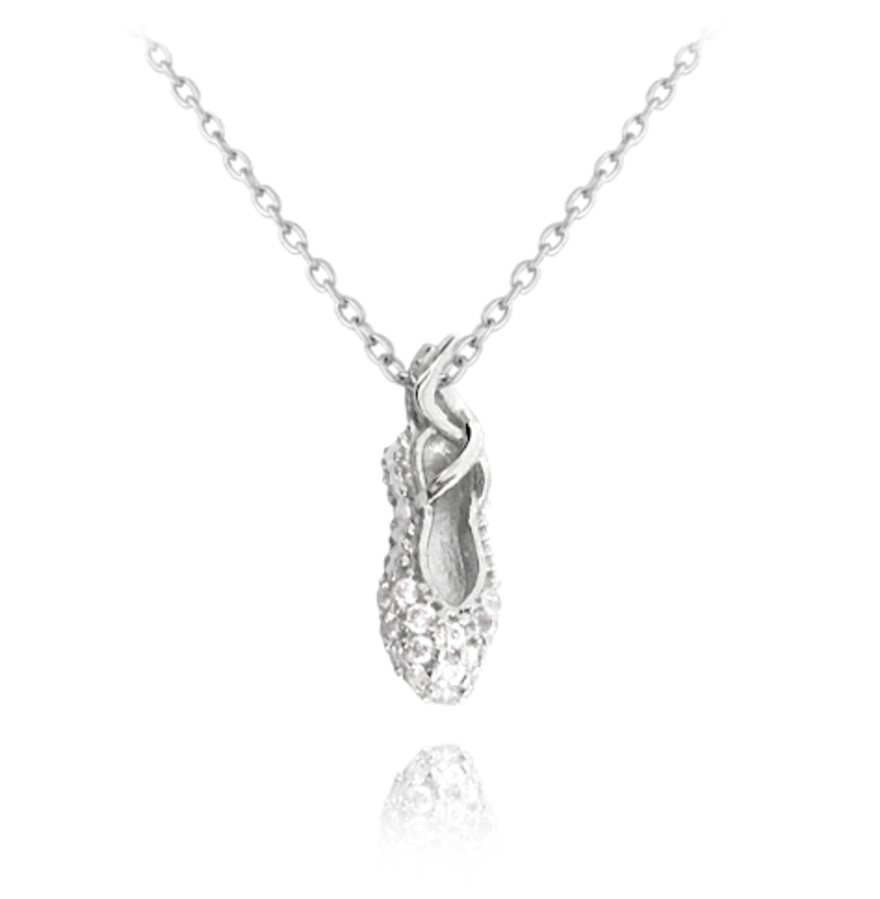 MINET Stříbrný náhrdelník MINET BALETNÍ PIŠKOT s bílými zirkony JMAD0021WN38