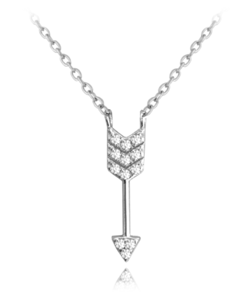 MINET Stříbrný náhrdelník MINET ŠÍP s bílými zirkony JMAN0111SN45