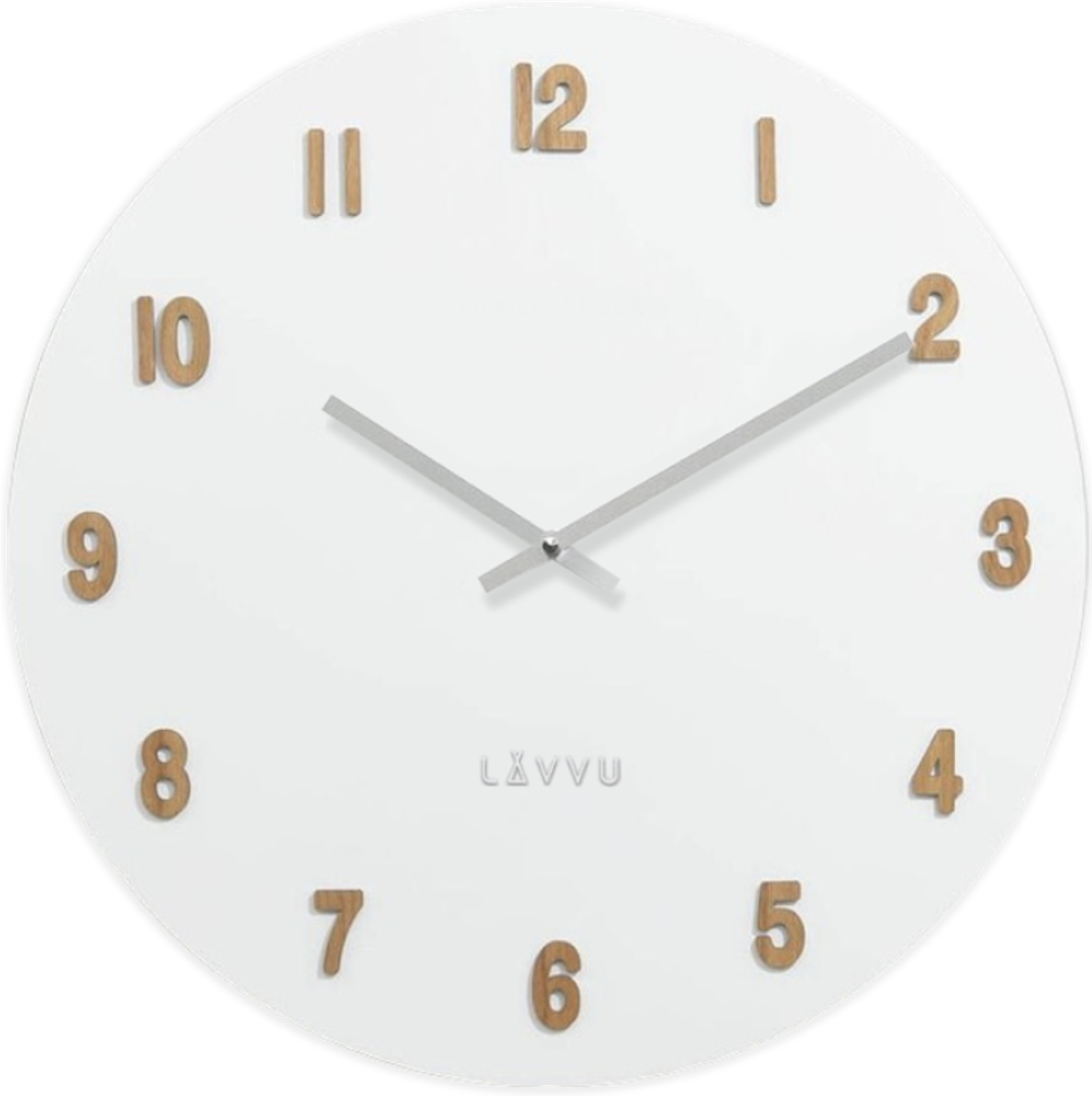 LAVVU Velké bílé dřevěné hodiny LAVVU WHITE LCT4070
