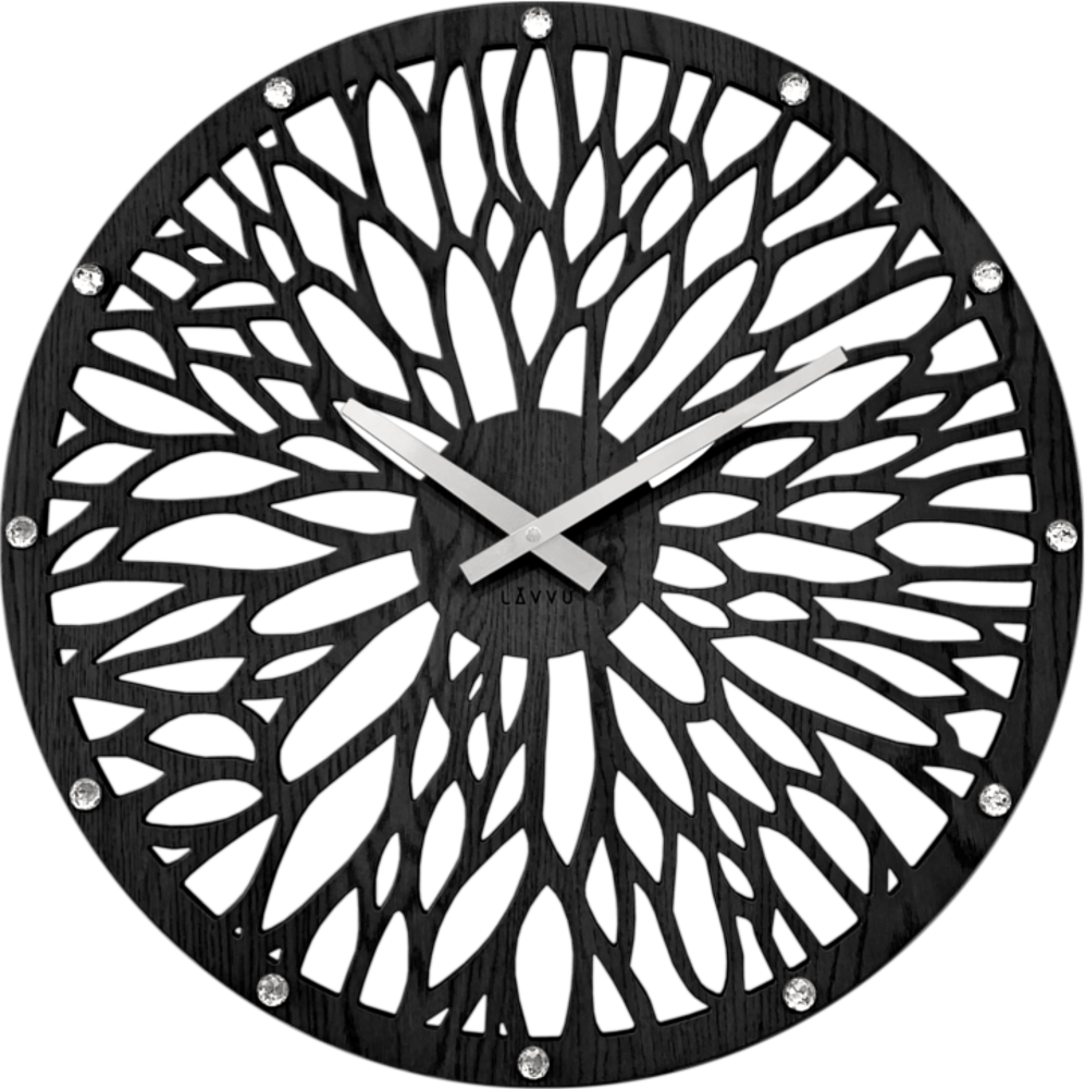 LAVVU Impozantní černé dřevěné hodiny LAVVU WOOD LCT1182