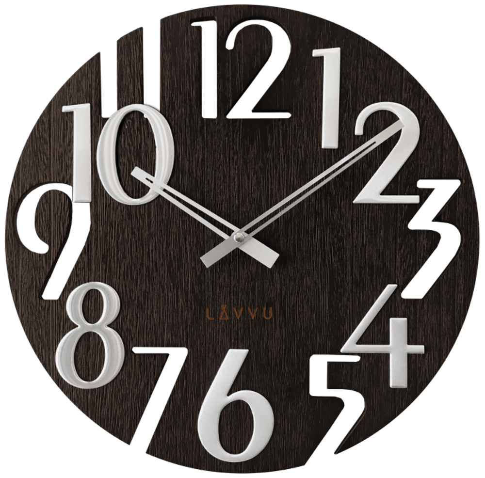 LAVVU Černé dřevěné hodiny LAVVU STYLE Black Wood LCT1010